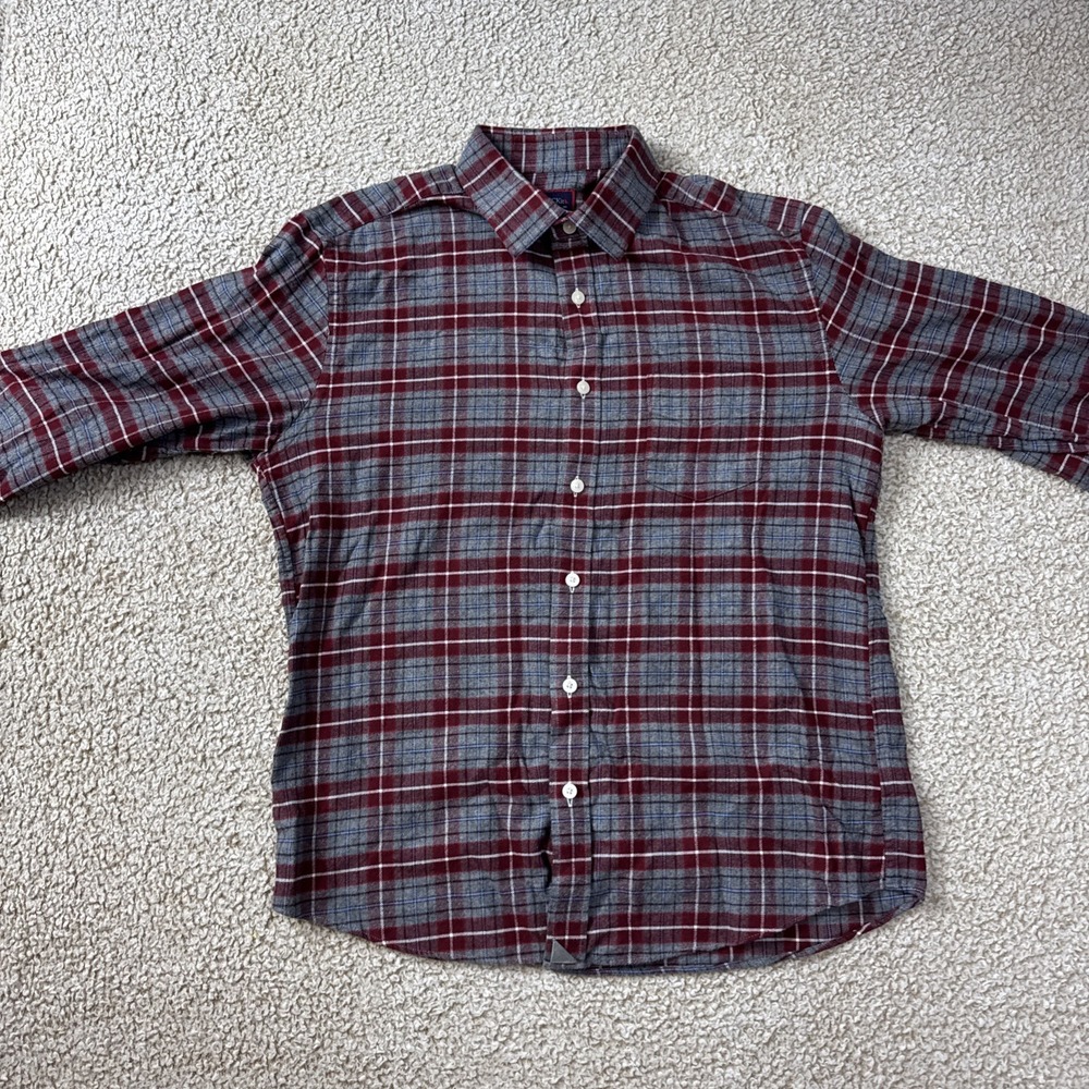 UNTUCKit Button Up Shirt Mens M Slim Fit Red Gray Plaid Flannel Check Lumberjack